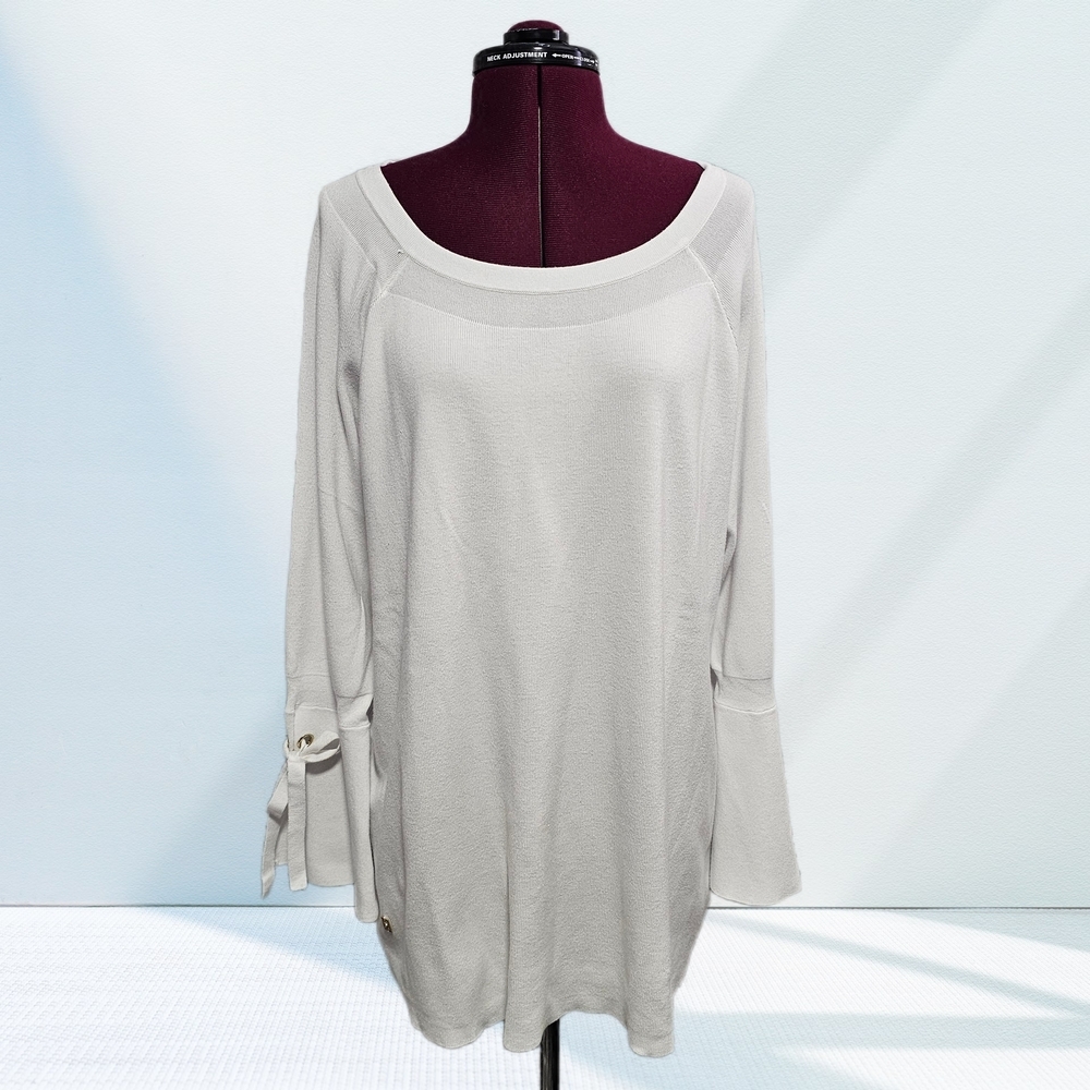 New Without Tag Belle by Kim Gravel Cream Tunic Top Bell Sleeve